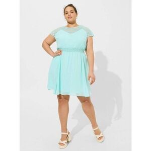 Torrid Mini Clip Dot Crochet Lace Skater Dress